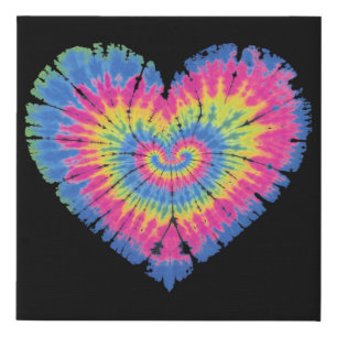 Tie Dye Valentines Colorful Hearts Day Faux Canvas Print