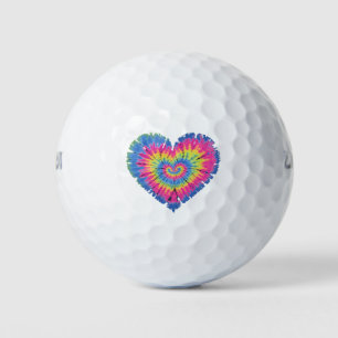 Tie Dye Valentines Colorful Hearts Day  Golf Balls