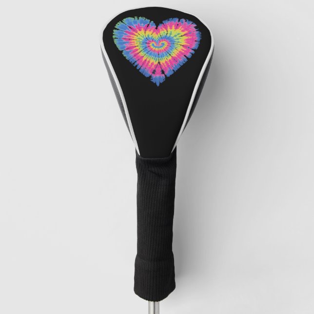 Tie Dye Valentines Colorful Hearts Day  Golf Head Cover (Front)