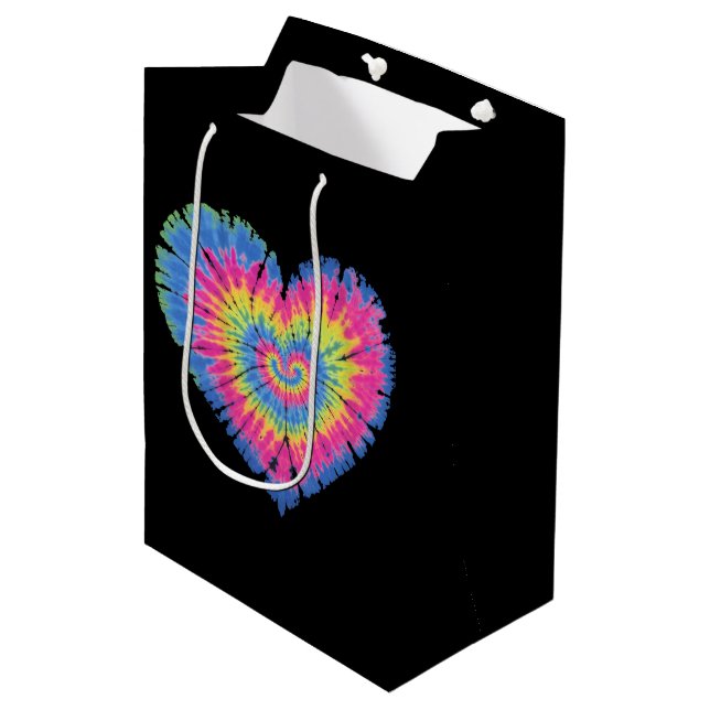 Tie Dye Valentines Colorful Hearts Day  Medium Gift Bag (Front Angled)