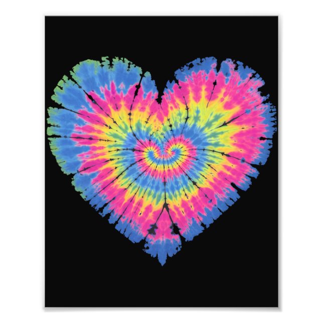 Tie Dye Valentines Colorful Hearts Day  Photo Print (Front)