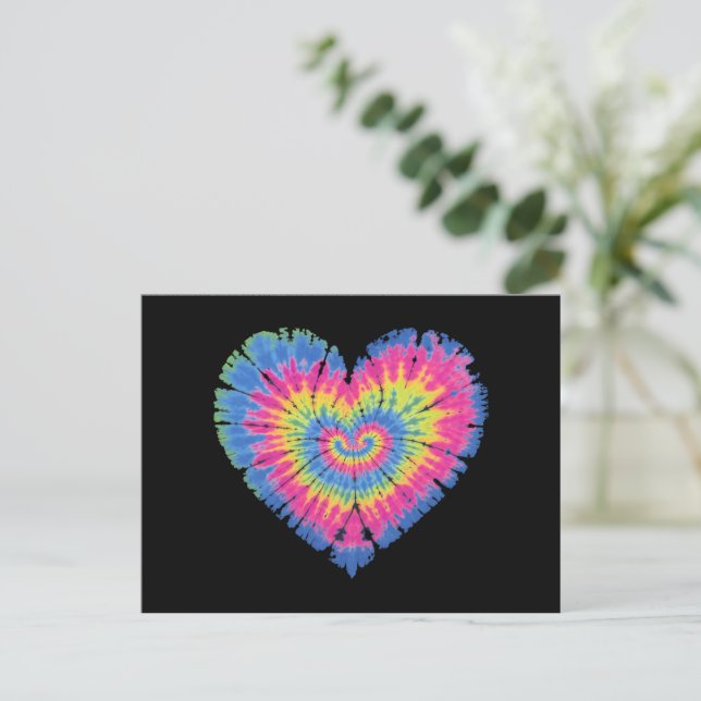 Tie Dye Valentines Colorful Hearts Day  Postcard (Standing Front)