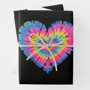 Tie Dye Valentines Colorful Hearts Day  Wrapping Paper Sheets
