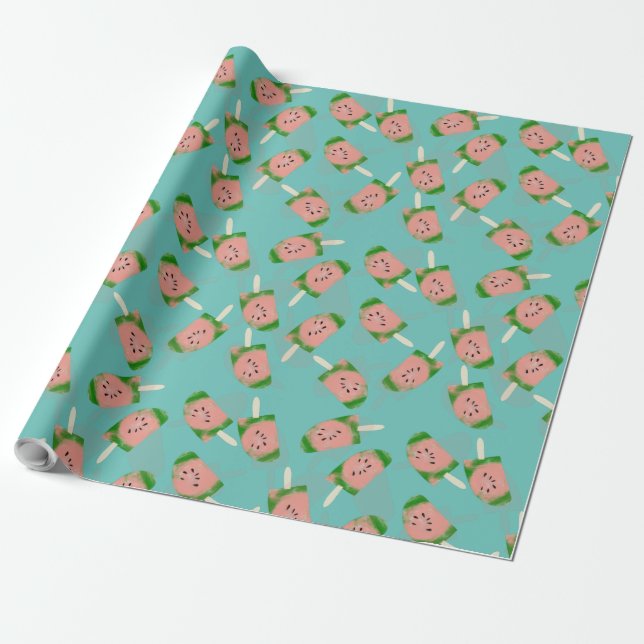 Tie Dye Watermelon Ice Cream Pop Wrapping Paper (Unrolled)