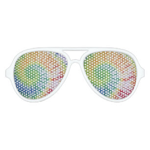 tie dye white aviator sunglasses rainbow spiral