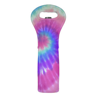 tie dye wine / bottle tote rainbow spiral bag