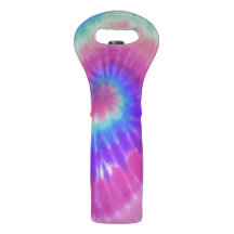 tie dye wine / bottle tote rainbow spiral