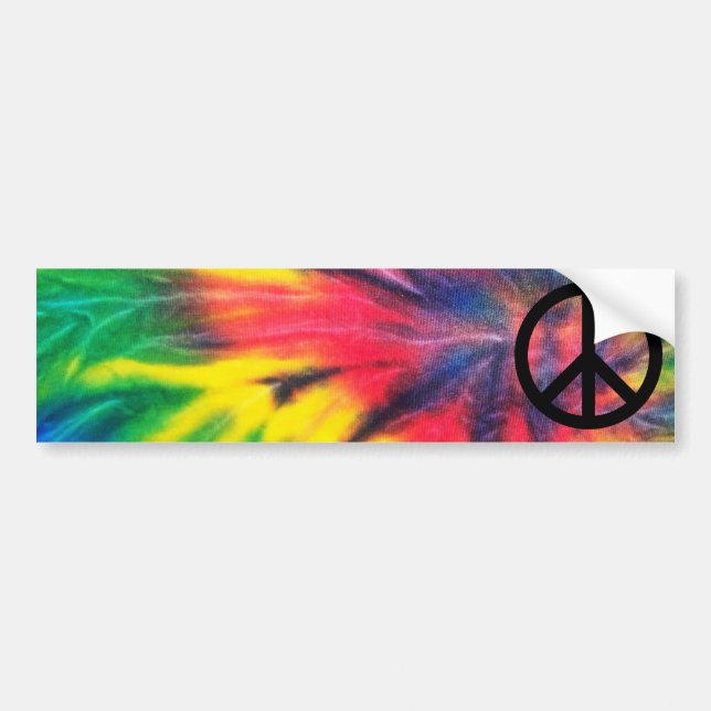 Tie Dyed Black Peace Sign Bumper Sticker (Front)