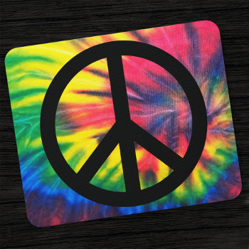 Tie Dyed Black Peace Sign Mouse Pad by peacegifts at Zazzle