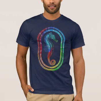 Tie Dyed Colors Tribal Seahorse T-shirt by BailOutIsland at Zazzle