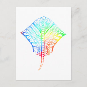 Tie Dyed Colors Tribal Stingray Postcard