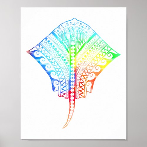 Tie Dyed Colors Tribal Stingray Poster