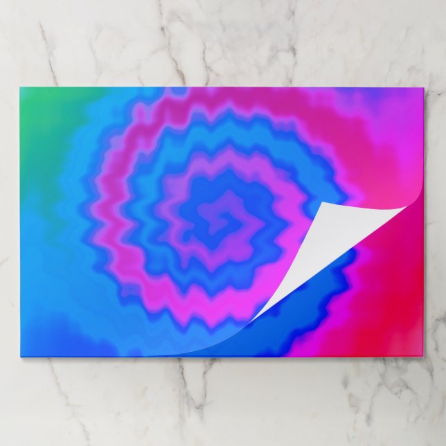 Tie dyed groovy funky retro swirl cool placemats (Folded)