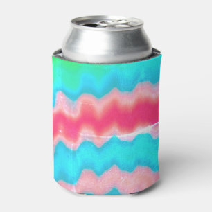 Tie dyed groovy funky retro swirl pattern cool can cooler