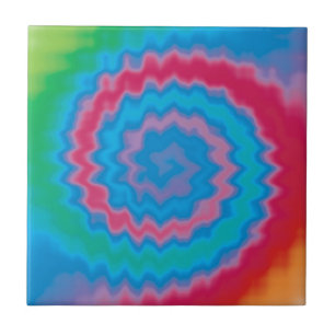 Tie dyed groovy funky retro swirl pattern cool ceramic tile