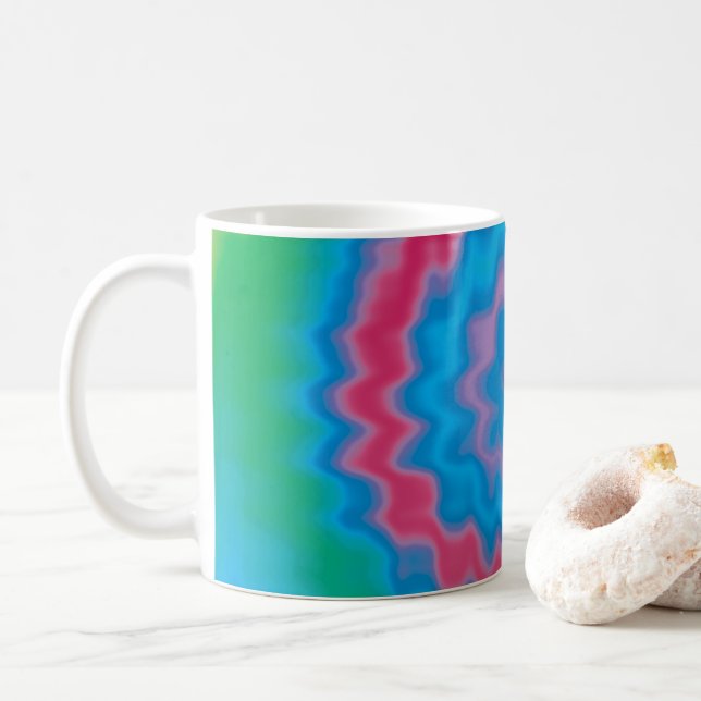 Tie dyed groovy funky retro swirl pattern cool coffee mug (With Donut)