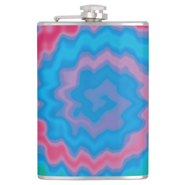 Tie dyed groovy funky retro swirl pattern cool flask (Front)