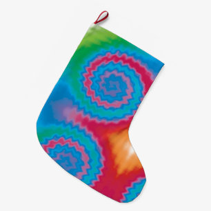 Tie dyed groovy funky retro swirl pattern cool large christmas stocking