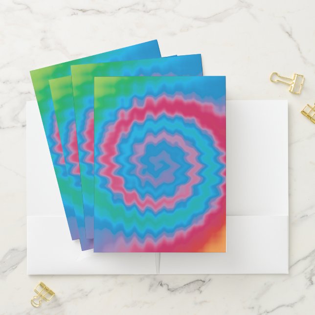 Tie dyed groovy funky retro swirl pattern cool pocket folder (In Situ)