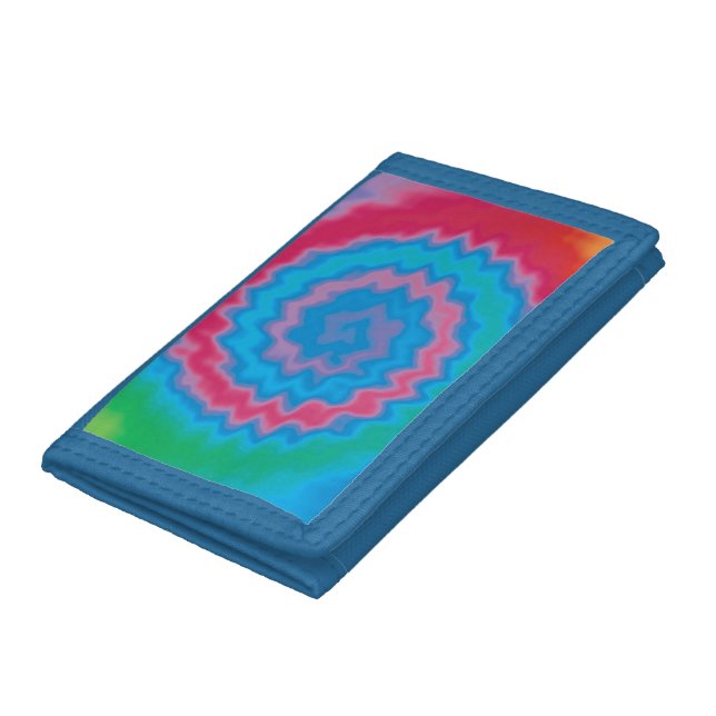 Tie dyed groovy funky retro swirl pattern cool trifold wallet (Bottom)