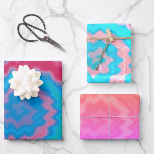 Tie dyed groovy funky retro swirl pattern cool wrapping paper sheets