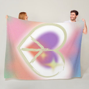 Tie Dyed Heart Peace Sign Fleece Blanket