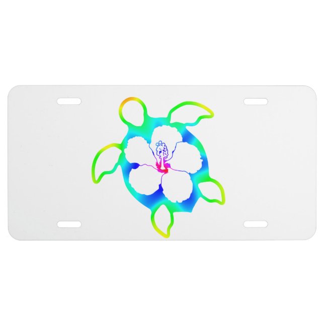 Tie Dyed Honu Turtle License Plate (Front)