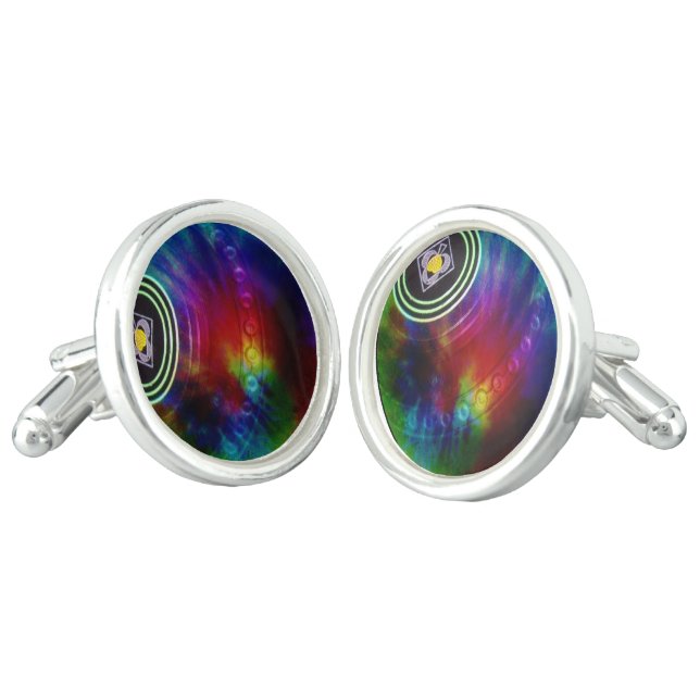Tie Dyed Lawn Bowl, Cufflinks (Angled)