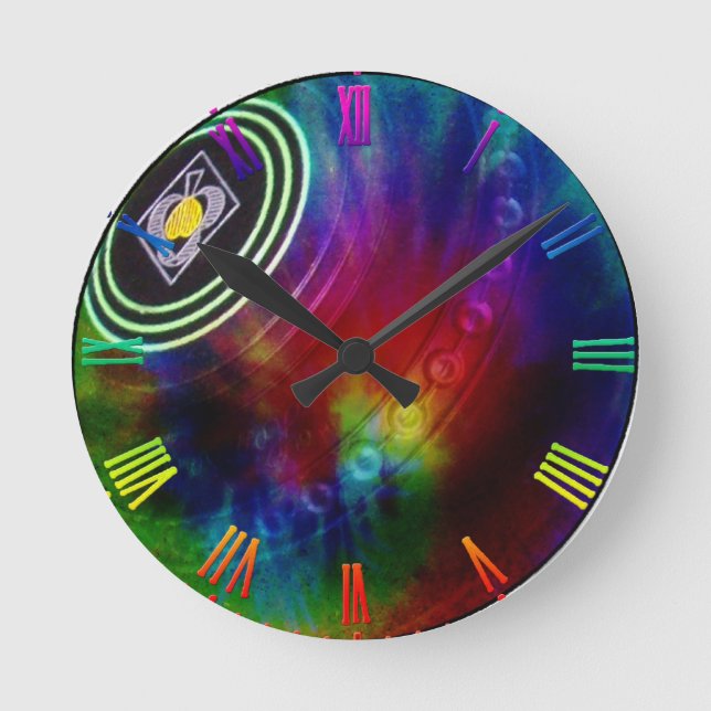 Tie Dyed Lawn Bowl, Wall Clock (Front)