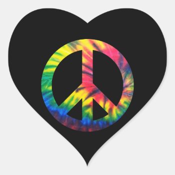 Tie Dyed Peace Heart Sticker by peacegifts at Zazzle