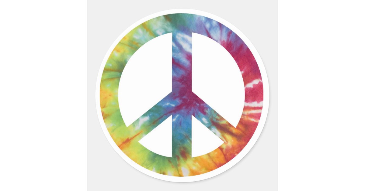 Tie Dyed Peace Sign Classic Round Sticker Zazzle 