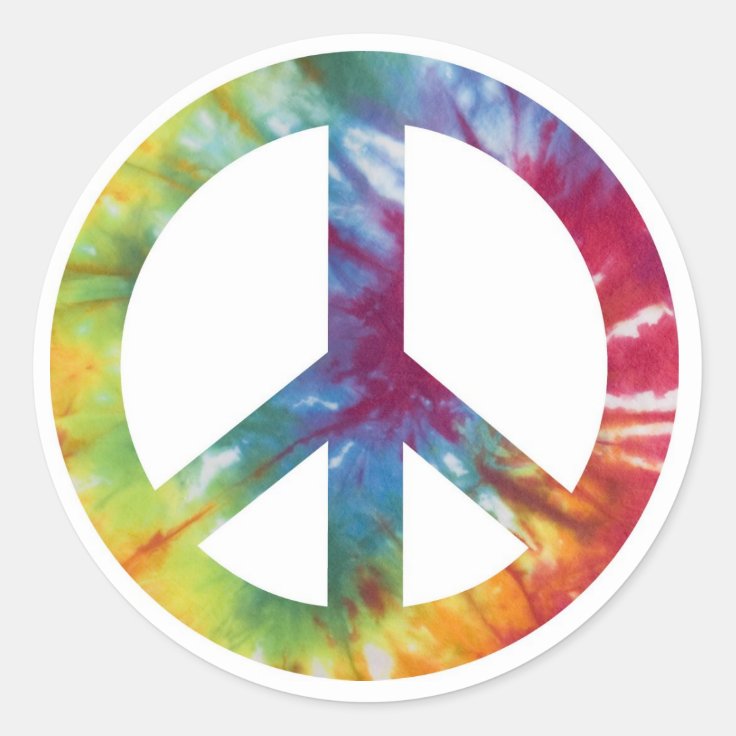 Tie Dyed Peace Sign Classic Round Sticker Zazzle 4648