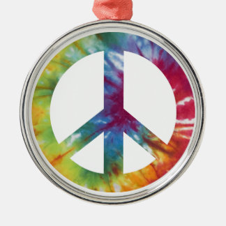 Tie Dyed Peace Sign Metal Ornament