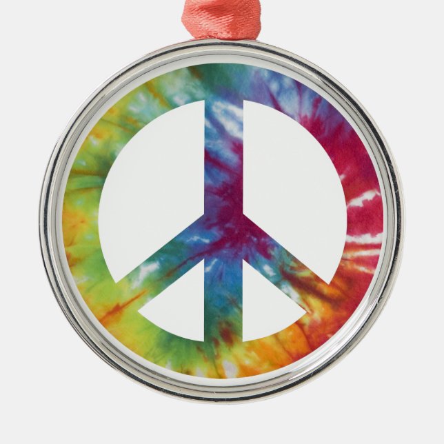 Tie Dyed Peace Sign Metal Ornament (Front)