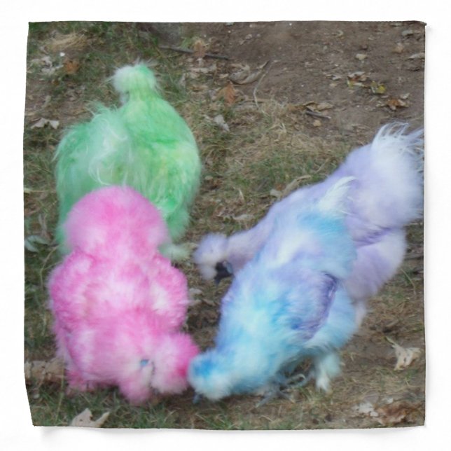Tie Dyed Silkie Chickens in Pastel Easter Colors Bandana (Front)