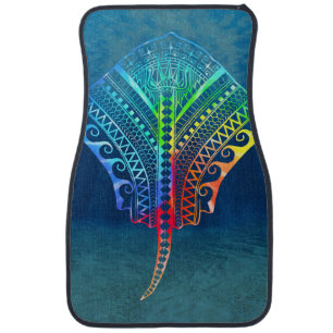 Tie Dyed Tribal Stingray Car Floor Mat