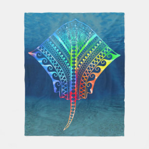 Tie Dyed Tribal Stingray Fleece Blanket
