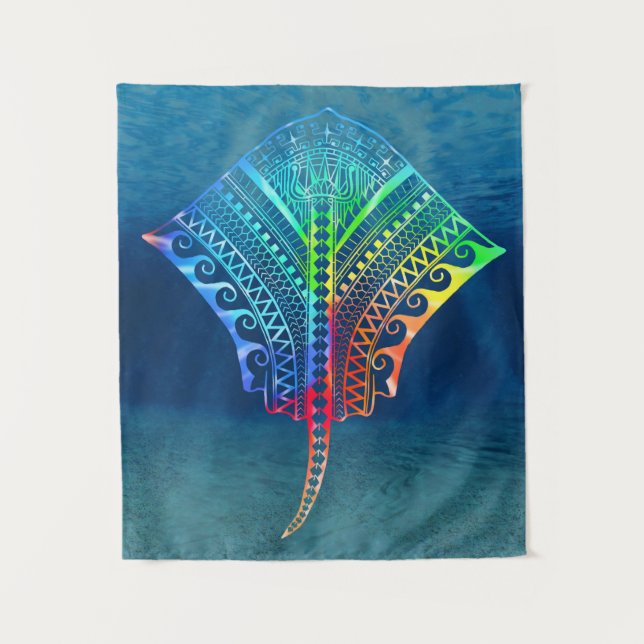 Tie Dyed Tribal Stingray Tapestry (Front)