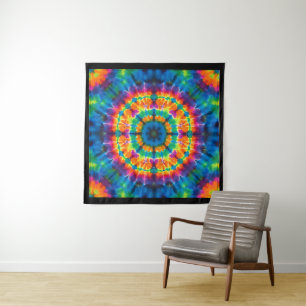 Tie-dyed, vibrant colored, tapestry