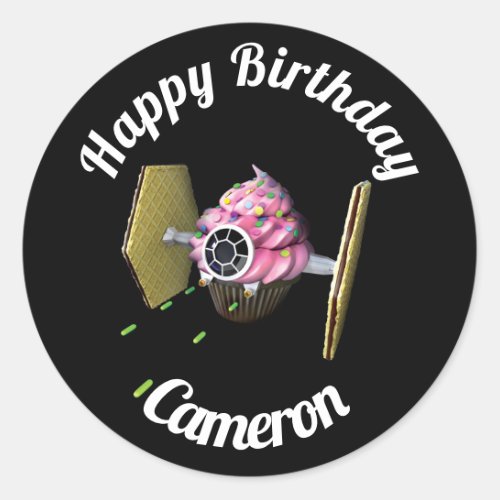 TIE_Fighter Birthday Cupcakes Classic Round Sticker