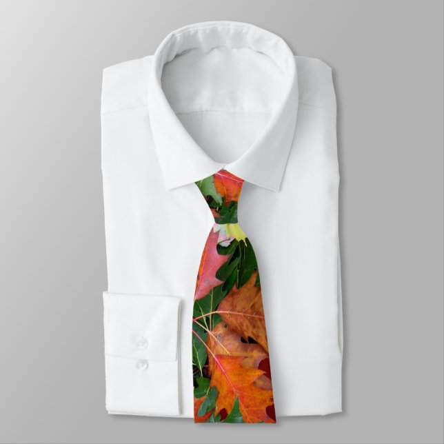 Tie For Fall Oak Maple Leaves Print (Tied)