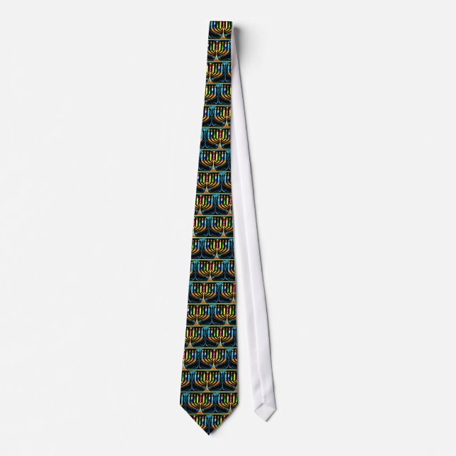 Tie:  Hanukkah Menorah - Chanukah Menorah Neck Tie (Front)