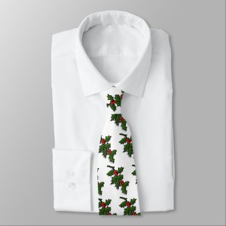 Tie - Holly Leaves and Berries