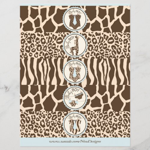 Tie Jumper Diapers and Giraffe Water Bottle Labels Flyer