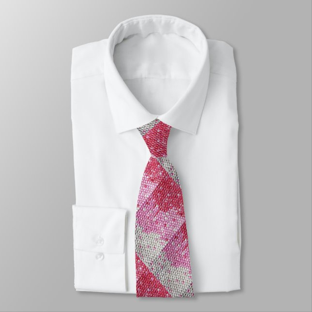 TIE ONE ON Bedazzled Rhinestone Print Tie (Tied)
