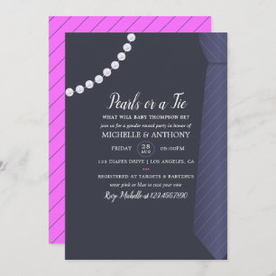 Tie or Pearl Gender Reveal Party Invitation