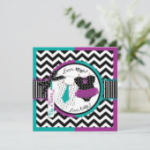 Tie or Tutu & Chevron Print Gender Reveal Party Invitation (Standing Front)