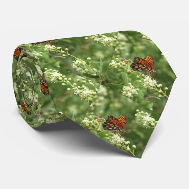 Tie, Orange Butterfly, Ladies, Women's Tie (Rolled)