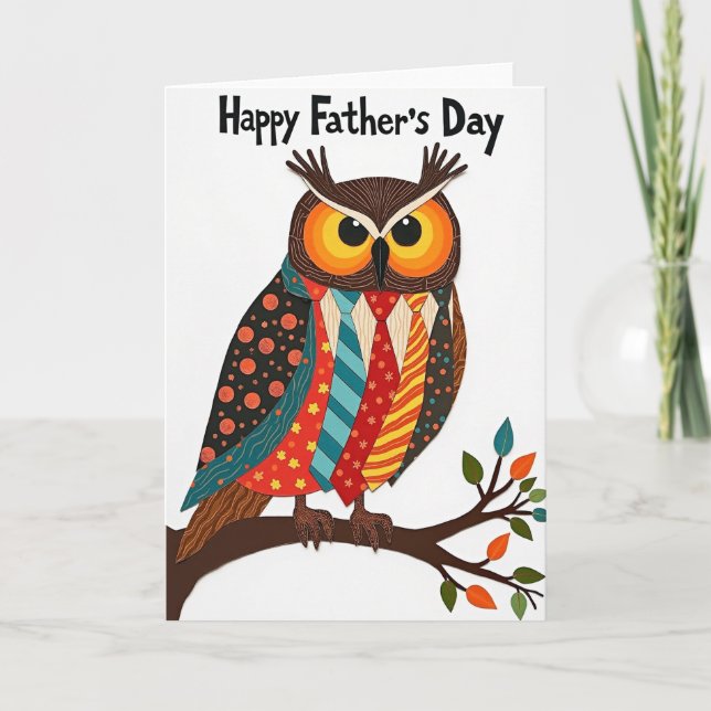 Tie Owl Sweet Fathers Day Card (Front)