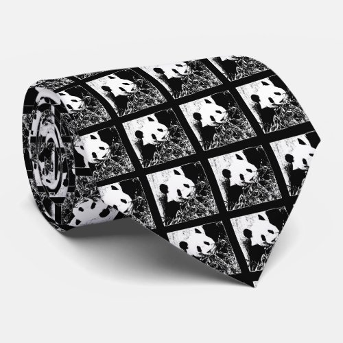 Tie Pop Art Giant Panda Black  White Tie